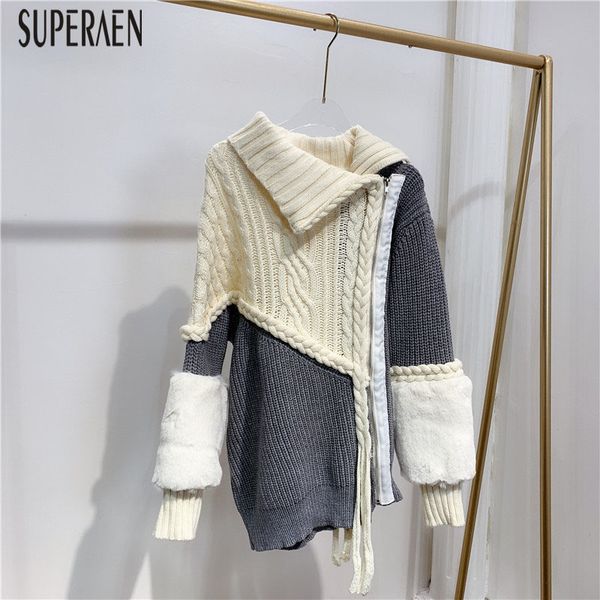 superaen 2019 зима новые пуловеры свитера женщины нерегулярные мода повседневная дикие дамы свитера с длинным рукавом женский, White;black
superaen 2019 зима новые пуловеры свитера женщины нерегулярные мода повседневная дикие дамы свитера с длинным рукавом женский, White;black