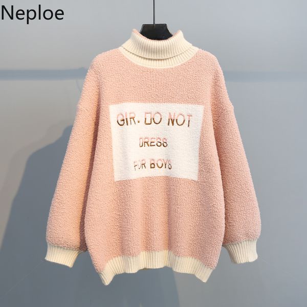 neploe korean letters embroidery pull femme contrast color turtleneck autumn winter warm knitted pullover women sweaters 55897, White;black
neploe korean letters embroidery pull femme contrast color turtleneck autumn winter warm knitted pullover women sweaters 55897, White;black