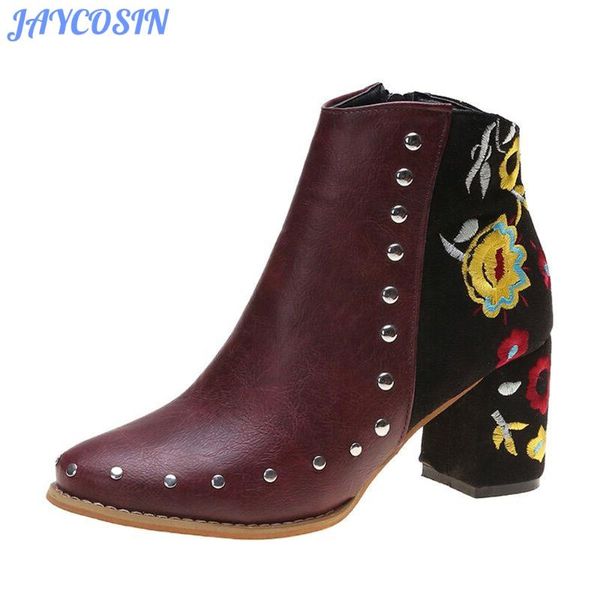 jaycosin winter boots 2019 fashion women shoes embroidery floral ankle boots for women square heels shoes zapatos de mujer, Black
jaycosin winter boots 2019 fashion women shoes embroidery floral ankle boots for women square heels shoes zapatos de mujer, Black