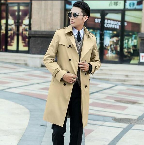 2017 new designer teenage slim long trench coat men mens trench coat classic business outerwear belt plus size s - 9xl, Tan;black
2017 new designer teenage slim long trench coat men mens trench coat classic business outerwear belt plus size s - 9xl, Tan;black