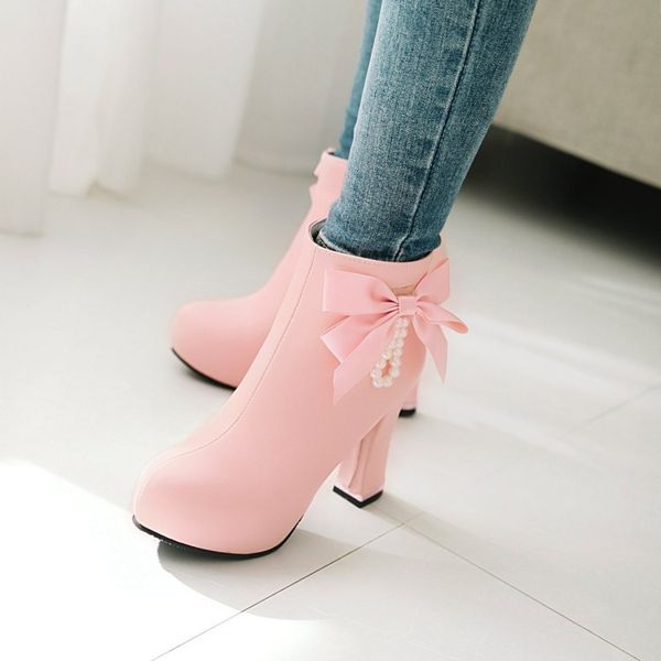 pxelena black white pink beige ankle boots wedding shoes women bowtie beads thick chunky block high heels fashion boots 34-43
pxelena black white pink beige ankle boots wedding shoes women bowtie beads thick chunky block high heels fashion boots 34-43