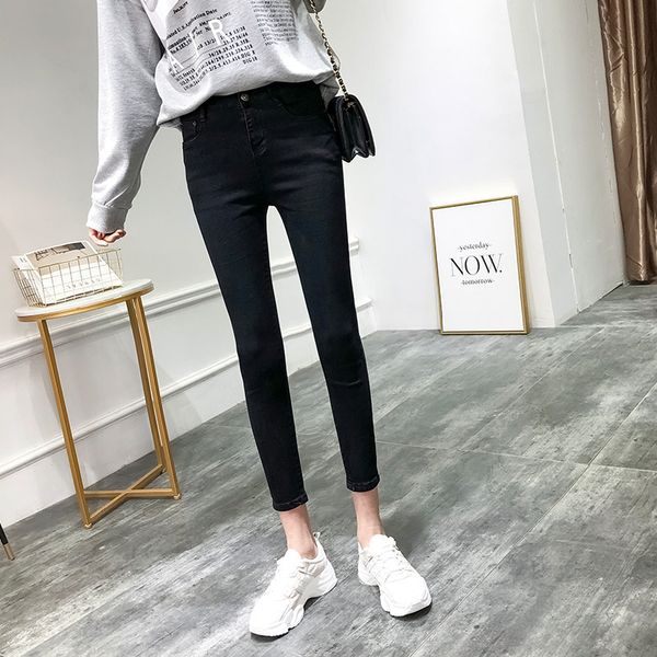 2019 new style straight-cut slimming jeans women's skinny high-waisted pencil pants korean-style tight elasticity capri black le, Blue
2019 new style straight-cut slimming jeans women's skinny high-waisted pencil pants korean-style tight elasticity capri black le, Blue