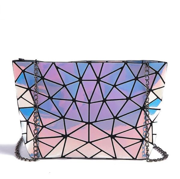 drop shipping hologram bag women geometric chain crossbody bag laser silver handbag handbags for girls