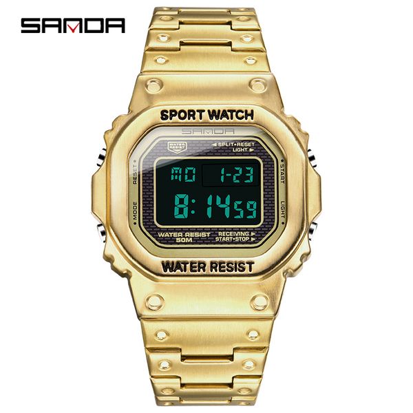 sanda 390 men sport wrist watches waterproof stainless steel digital clock brand luxury mens electronic watch zegarek meski, Slivery;brown
sanda 390 men sport wrist watches waterproof stainless steel digital clock brand luxury mens electronic watch zegarek meski, Slivery;brown