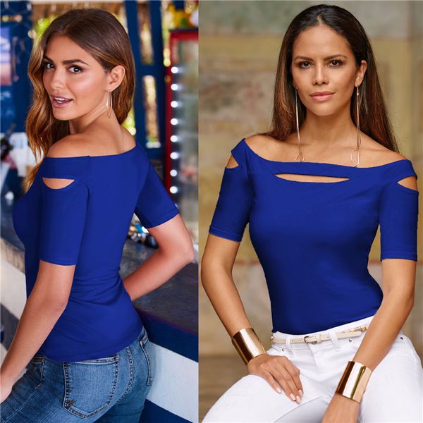 2019 dhl womens cold shoulder hollow out casual tunic solid blouse short sleeve off shoulder t-shirts shirt casual blouse, White
2019 dhl womens cold shoulder hollow out casual tunic solid blouse short sleeve off shoulder t-shirts shirt casual blouse, White