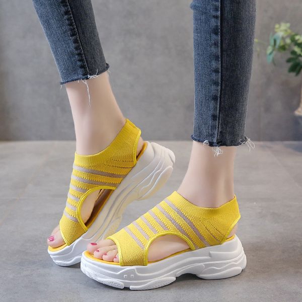 casual knit sport sandals women peep toe thick sole sandals summer shoes breathable stretch fabric platform beach shoes, Black
casual knit sport sandals women peep toe thick sole sandals summer shoes breathable stretch fabric platform beach shoes, Black