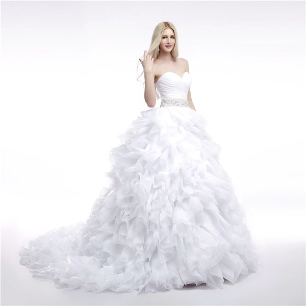 real ps modern women custom made sweetheart mermaid organza long beaded wedding dresses plus size ruffled sleeveless lace up bridal gown, White
real ps modern women custom made sweetheart mermaid organza long beaded wedding dresses plus size ruffled sleeveless lace up bridal gown, White
