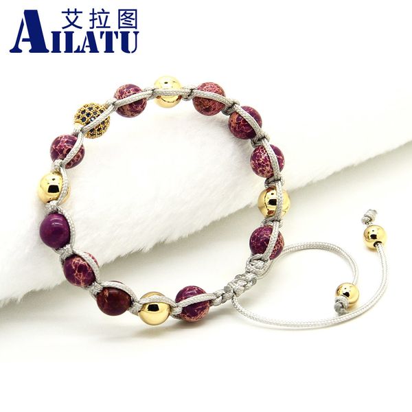 ailatu high grade blue cubic zirconia ball braided bracelet purple sea sediment stone with copper beads, Golden;silver
ailatu high grade blue cubic zirconia ball braided bracelet purple sea sediment stone with copper beads, Golden;silver