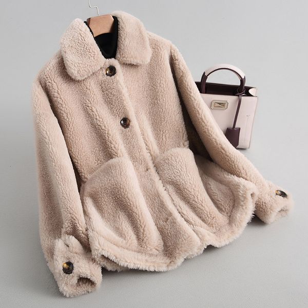 women's winter warm sheep shearing fur coat lady female real fur over size parka coats jacket a18116, Black
women's winter warm sheep shearing fur coat lady female real fur over size parka coats jacket a18116, Black