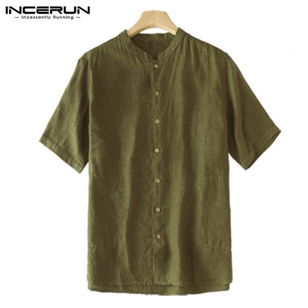 incerun plus size vintage casual shirt men short sleeve cotton solid camisa masculina breathable men shirts tops summer, White;black
incerun plus size vintage casual shirt men short sleeve cotton solid camisa masculina breathable men shirts tops summer, White;black