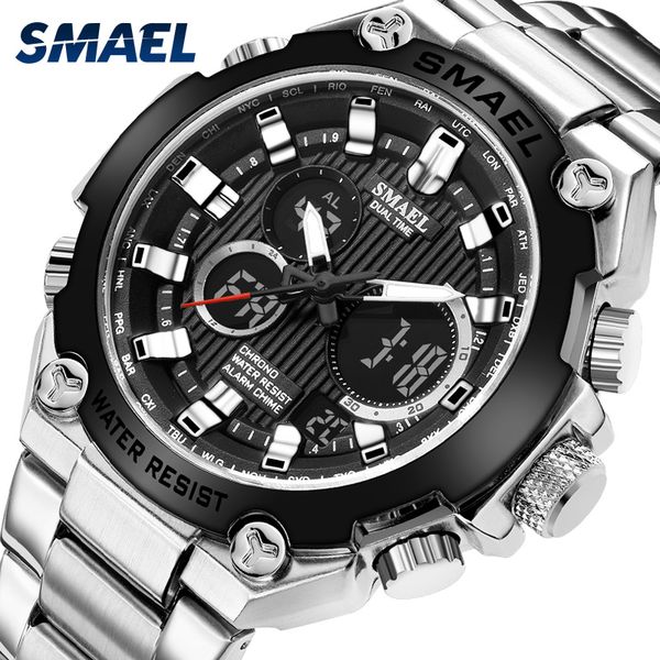 smael men outdoor sport quartz watches business army alloy band wristwatch male clock double display men's watches 2019, Slivery;brown
smael men outdoor sport quartz watches business army alloy band wristwatch male clock double display men's watches 2019, Slivery;brown