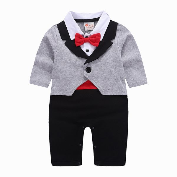 baby clothes boy gentleman long sleeve ha yi baby one piece creeper, Blue