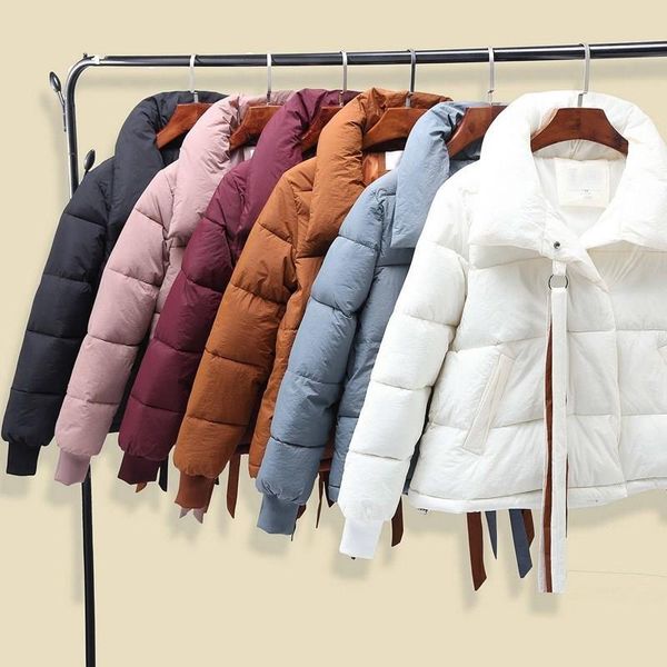 winter ribbons short parkas coat pockets women stand collar solid cotton padded thicken jackets 2019 korean student parkas, Black
winter ribbons short parkas coat pockets women stand collar solid cotton padded thicken jackets 2019 korean student parkas, Black