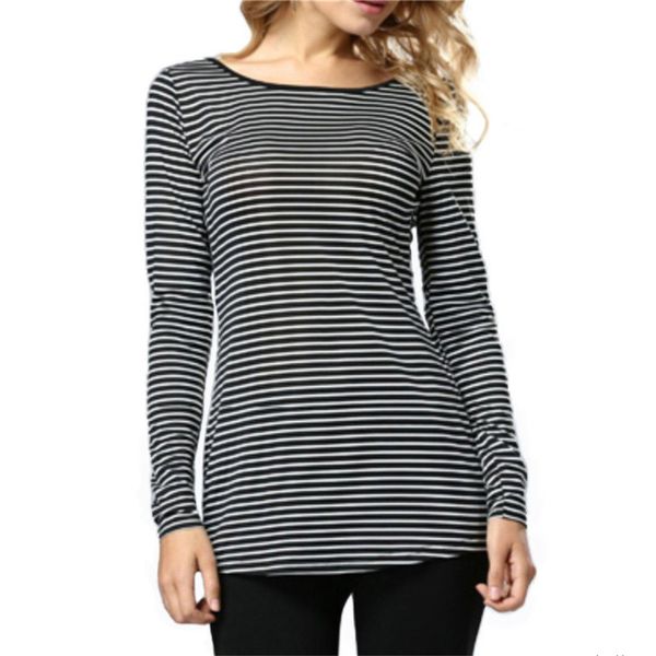 womens designer back cross t-shirt round neck long sleeve striped sweater womenh, Black;brown
womens designer back cross t-shirt round neck long sleeve striped sweater womenh, Black;brown