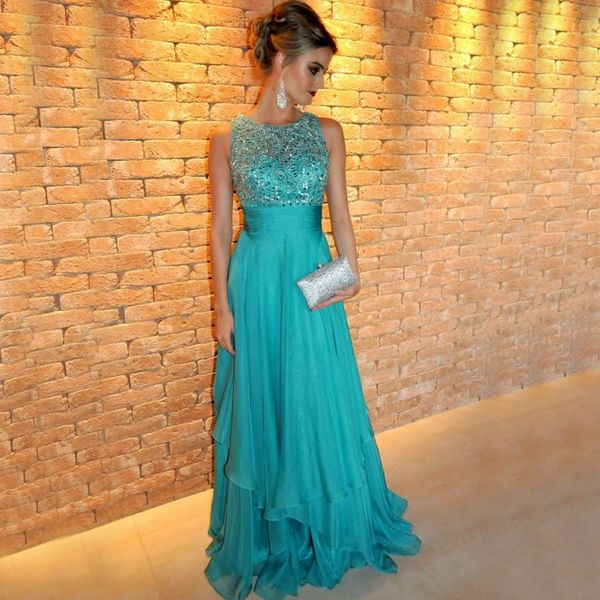 elegant o neck chiffon long prom evening dresses 2016 gown beaded embroidery luxury turquoise evening dress, White;black
elegant o neck chiffon long prom evening dresses 2016 gown beaded embroidery luxury turquoise evening dress, White;black