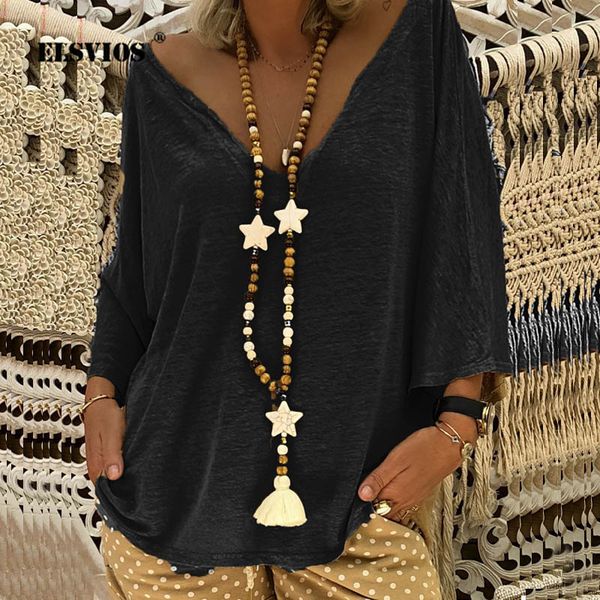 women's blouses & shirts elsvios plus size women deep v neck loose blouse summer half sleeve solid blusa pullover harajuku 5xl, White
women's blouses & shirts elsvios plus size women deep v neck loose blouse summer half sleeve solid blusa pullover harajuku 5xl, White