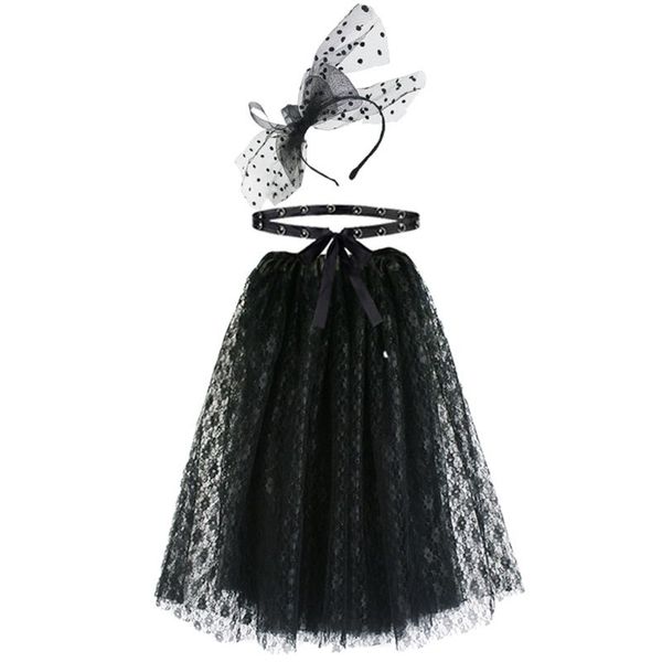 80s cosplay costume set black lace tutu skirt rivets waistband bowknot headband c6ud, Black;red
80s cosplay costume set black lace tutu skirt rivets waistband bowknot headband c6ud, Black;red