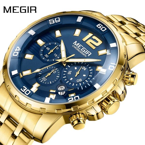 megir men's gold stainless steel quartz watches business chronograph analgue wristwatch for man waterproof luminous 2068ggd-2n3, Slivery;brown
megir men's gold stainless steel quartz watches business chronograph analgue wristwatch for man waterproof luminous 2068ggd-2n3, Slivery;brown