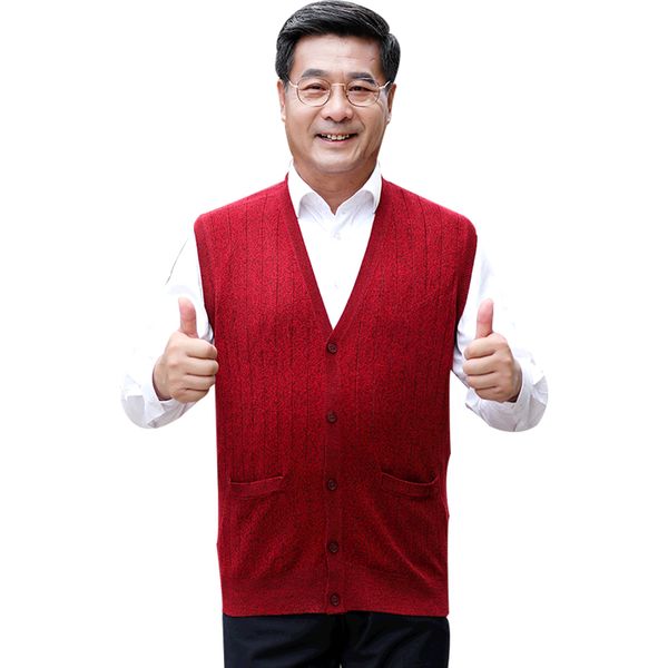 middle-aged father autumn new wool knitting vest warm casual plus size vest waistcoat, White;black
middle-aged father autumn new wool knitting vest warm casual plus size vest waistcoat, White;black