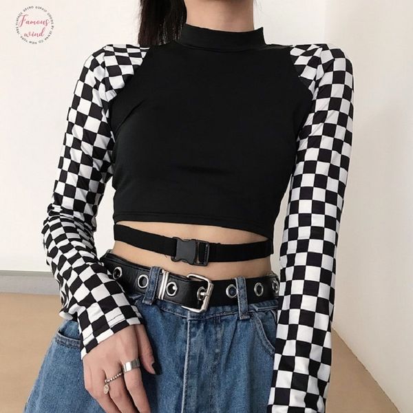 autumn harajuku new female hip hop slim long sleeve plaid short paragraph casual stitching turtleneck ulzzang t shirt, White
autumn harajuku new female hip hop slim long sleeve plaid short paragraph casual stitching turtleneck ulzzang t shirt, White