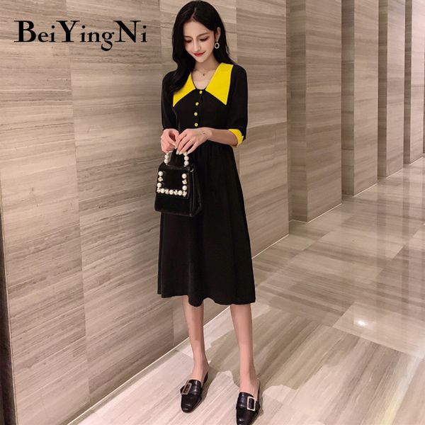 beiyingni 2020 summer elegant high waist spell color woman's dress plus size vintage fashion casual preppy -4xl dresses clothes, Black;gray
beiyingni 2020 summer elegant high waist spell color woman's dress plus size vintage fashion casual preppy -4xl dresses clothes, Black;gray
