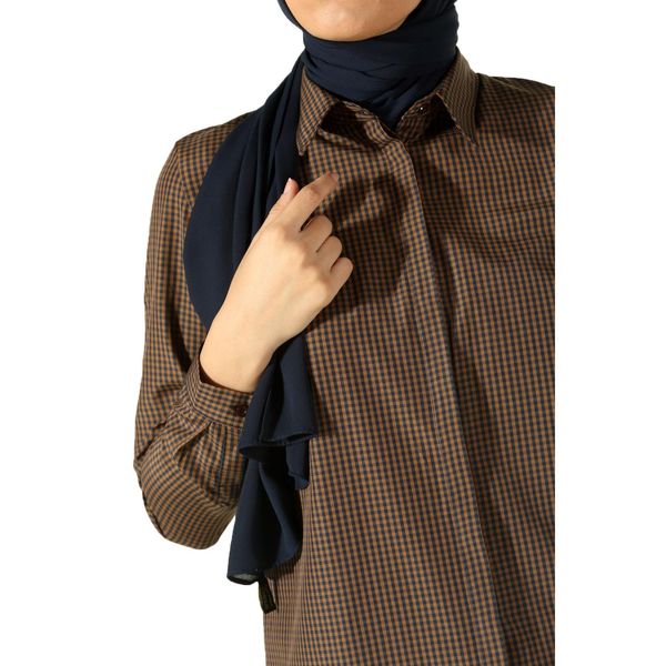 hidden button plaid tunic, White