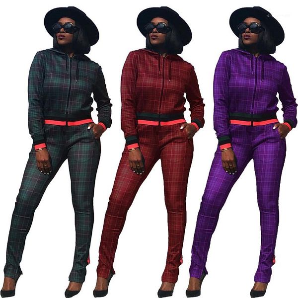 long sleeved hooded zipper suits fashion womens tracksuits womens designer tracksuits plaid printed autumn casual slim, White
long sleeved hooded zipper suits fashion womens tracksuits womens designer tracksuits plaid printed autumn casual slim, White