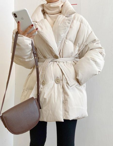 2019 winter new style korean-style fashion suit collar warm coat loose bandage cloth waist hugging padded down jacket, Black;white
2019 winter new style korean-style fashion suit collar warm coat loose bandage cloth waist hugging padded down jacket, Black;white