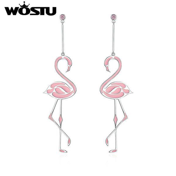 wostu sale white gold color pink flamingo long drop earrings for women unique jewelry brincos gift ffe114, Silver
wostu sale white gold color pink flamingo long drop earrings for women unique jewelry brincos gift ffe114, Silver