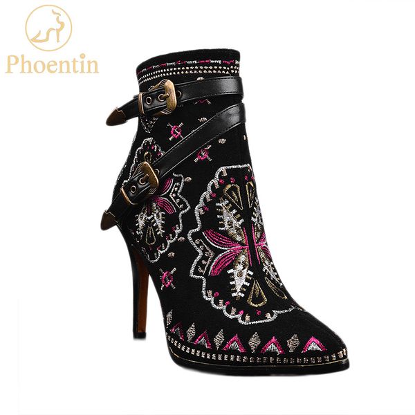 phoentin embroider stiletto boots women fashion genuine leather suede ankle boots ladies narrow band buckle shoes black ft811
phoentin embroider stiletto boots women fashion genuine leather suede ankle boots ladies narrow band buckle shoes black ft811