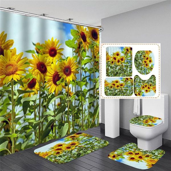 shower curtains 4 pcs/set sunflowers polyester curtain anti slip bath mat carpet toilet cover rug set bathroom accessories
shower curtains 4 pcs/set sunflowers polyester curtain anti slip bath mat carpet toilet cover rug set bathroom accessories