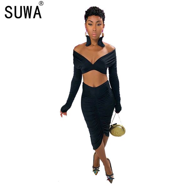 lady 2 piece set skirt suit deep v-neck crop and ruched sheath skirt two piece set fashion clubwear, White
lady 2 piece set skirt suit deep v-neck crop and ruched sheath skirt two piece set fashion clubwear, White