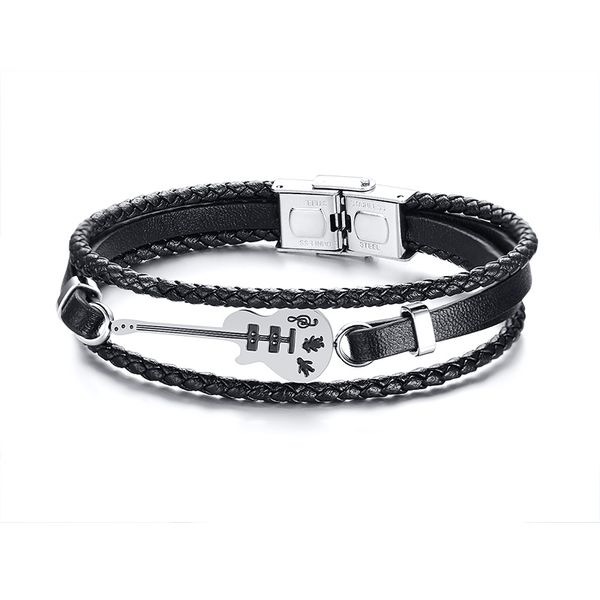 2019 new listing unique stainless steel guitar bracelets customized leather bracelet for men rope bangle men's & women gift, Black
2019 new listing unique stainless steel guitar bracelets customized leather bracelet for men rope bangle men's & women gift, Black