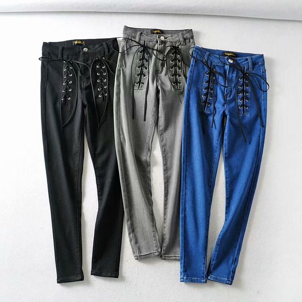 woman jeans high waist elastic skinny pencil pants european style solid bandage office lady slim female long pants 2020 fashion, Blue
woman jeans high waist elastic skinny pencil pants european style solid bandage office lady slim female long pants 2020 fashion, Blue