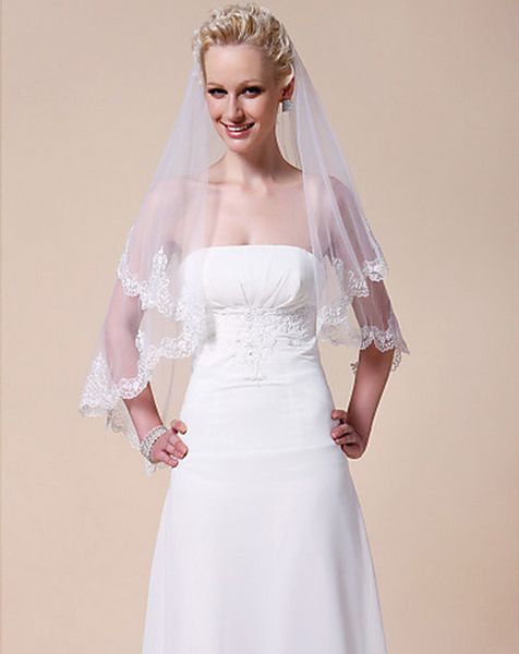 good-looking two-layer lace applique edge waist length white ivory wedding veil meidingqianna brand bridal veil with an alloy comb, Black
good-looking two-layer lace applique edge waist length white ivory wedding veil meidingqianna brand bridal veil with an alloy comb, Black