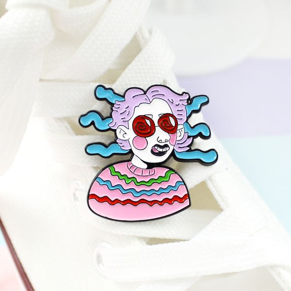 pink purple hair girl colorful striped sweater brooches funny lapel halloween gift jewelry kids make faces dizziness naughty princess badge, Gray
pink purple hair girl colorful striped sweater brooches funny lapel halloween gift jewelry kids make faces dizziness naughty princess badge, Gray