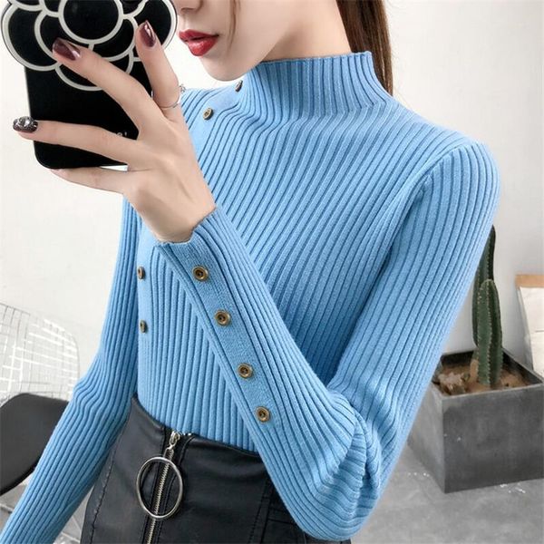 female cotton soft elastic color pullovers button full sleeve turtleneck women autumn knitted sweater solid knitted, Black;white
female cotton soft elastic color pullovers button full sleeve turtleneck women autumn knitted sweater solid knitted, Black;white