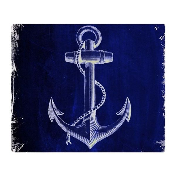 

nautical navy blue anchor soft fleece throw blanket soft flannel blanket to on for the sofa/bed/car portable plaids