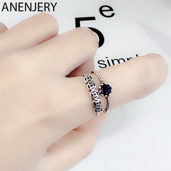 anenjery personality double layer black stone thai silver rings 925 sterling silver ring jewelry for women party gifts s-r614, Golden;silver
anenjery personality double layer black stone thai silver rings 925 sterling silver ring jewelry for women party gifts s-r614, Golden;silver