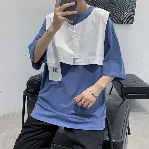 t shirt men summer japanese-style retro fake two-piece short-sleeved t-shirt men's loose round neck half sleeve streetwear, White;black
t shirt men summer japanese-style retro fake two-piece short-sleeved t-shirt men's loose round neck half sleeve streetwear, White;black