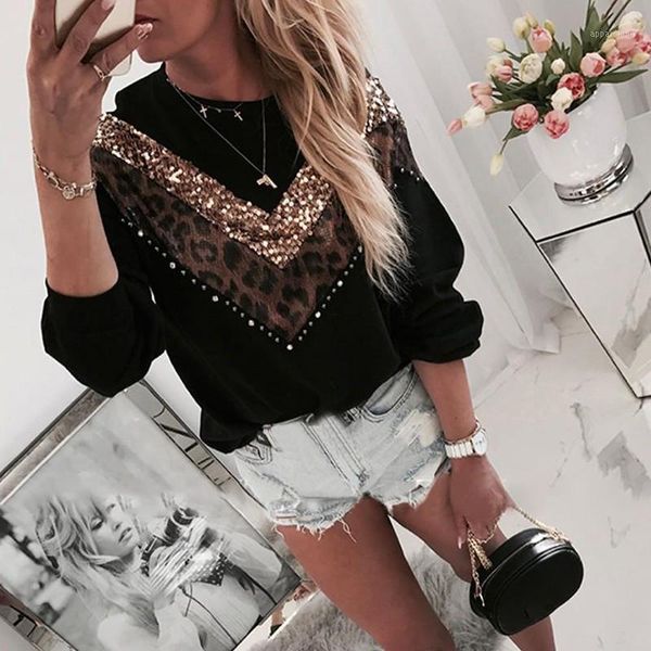 women's t-shirt cysincos 2021 casual glitter lepoard patchwork shirts women long sleeve black t-shirts pull femme loose pullover plus, White
women's t-shirt cysincos 2021 casual glitter lepoard patchwork shirts women long sleeve black t-shirts pull femme loose pullover plus, White