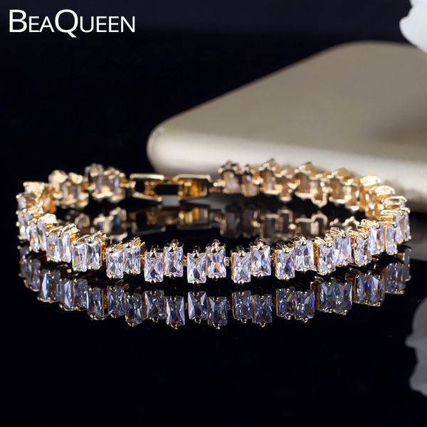 link, chain beaqueen brand gold color cubic zirconia baguette bracelets women wedding tennis bracelet jewelry for female b089, Black 
link, chain beaqueen brand gold color cubic zirconia baguette bracelets women wedding tennis bracelet jewelry for female b089, Black