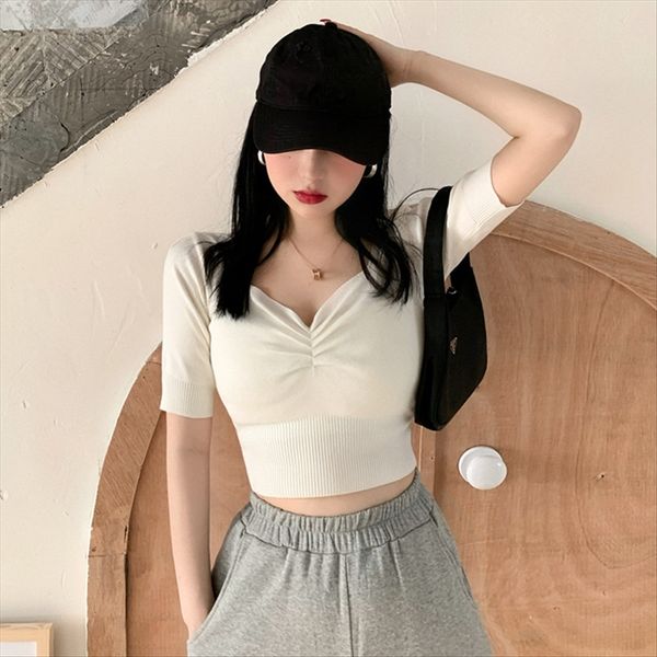 french half sleeve t-shirt female summer 2020 bubble sleeve navel t-shirt slim short knitted top, White
french half sleeve t-shirt female summer 2020 bubble sleeve navel t-shirt slim short knitted top, White