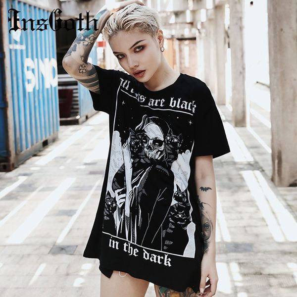insgoth women loose black t-shirts gothic grunge punk harajuku skull peinted t-shirts halloween party long female t-shirt, White
insgoth women loose black t-shirts gothic grunge punk harajuku skull peinted t-shirts halloween party long female t-shirt, White