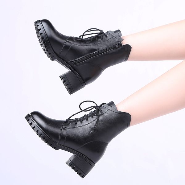 Women Boots Winter Shearling Wool Keep Warm Snow Boots Women Ankle Boots Genuine Leather Thick High Heel Shoes, Black
Women Boots Winter Shearling Wool Keep Warm Snow Boots Women Ankle Boots Genuine Leather Thick High Heel Shoes, Black