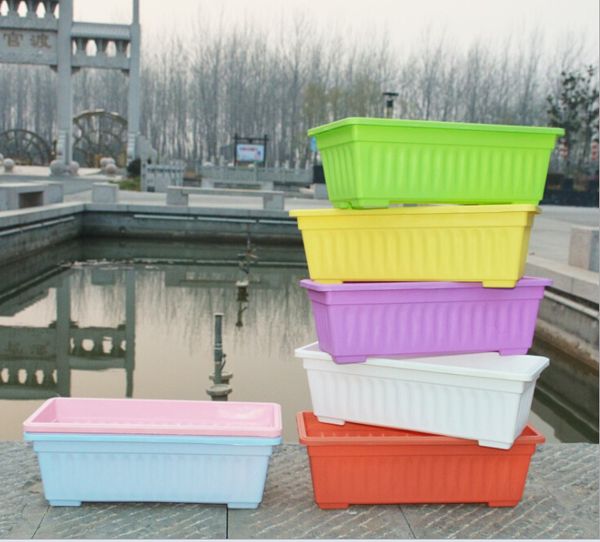 wholesale resin balcony planting pots rectangular pots garden green planting pots can be equipped with trays