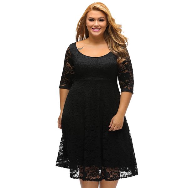 women plus size lace dress o-neck 3/4 sheer sleeve a-line summer dress 2019 high waist zip back party black/white vestidos, Black;gray
women plus size lace dress o-neck 3/4 sheer sleeve a-line summer dress 2019 high waist zip back party black/white vestidos, Black;gray