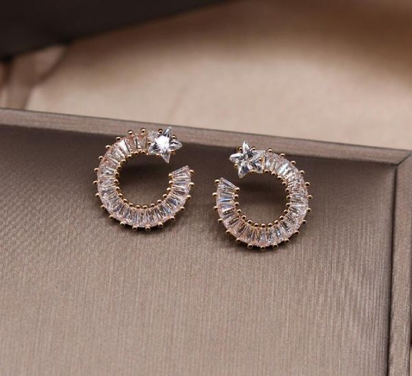 simple personality round earrings copper zircon pentagram women classic ear accessories, Golden;silver
simple personality round earrings copper zircon pentagram women classic ear accessories, Golden;silver