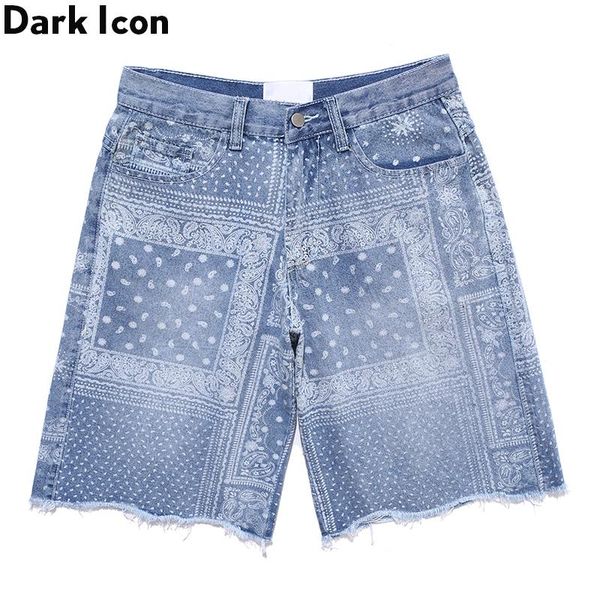 dark icon bandana denim shorts men summer straight men's shorts 2 colors, White;black
dark icon bandana denim shorts men summer straight men's shorts 2 colors, White;black