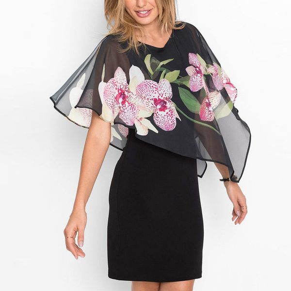women casual chiffon stitching floral print shawl slim mini sheath dress vestidos de verano vestidos de festa, Black;gray
women casual chiffon stitching floral print shawl slim mini sheath dress vestidos de verano vestidos de festa, Black;gray